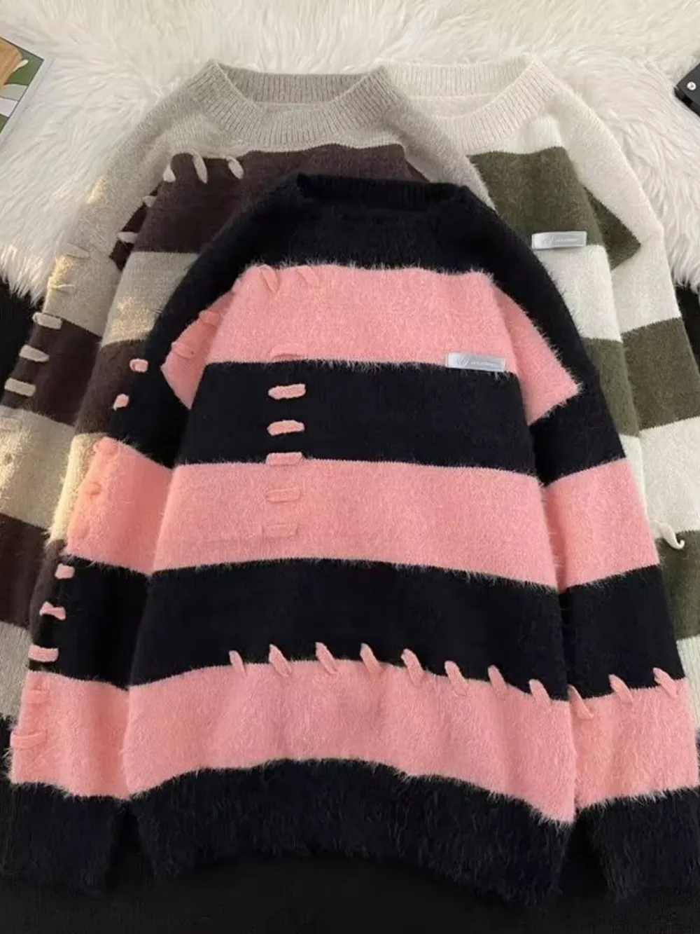 Men's Striped Knit Round Neck Pullover, image 3