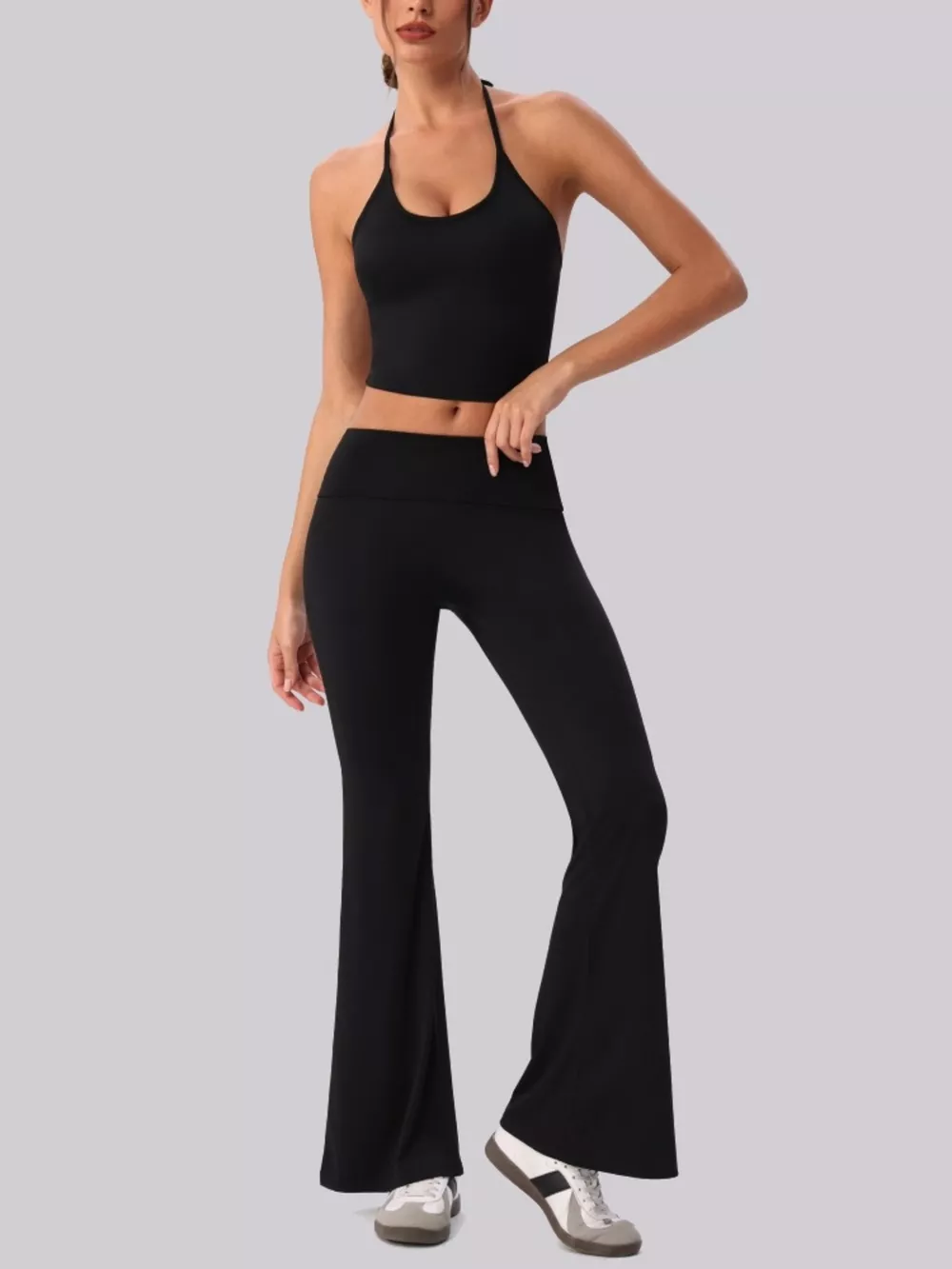 Halter Neck Cami and Flare Leggings Active Set, image 13