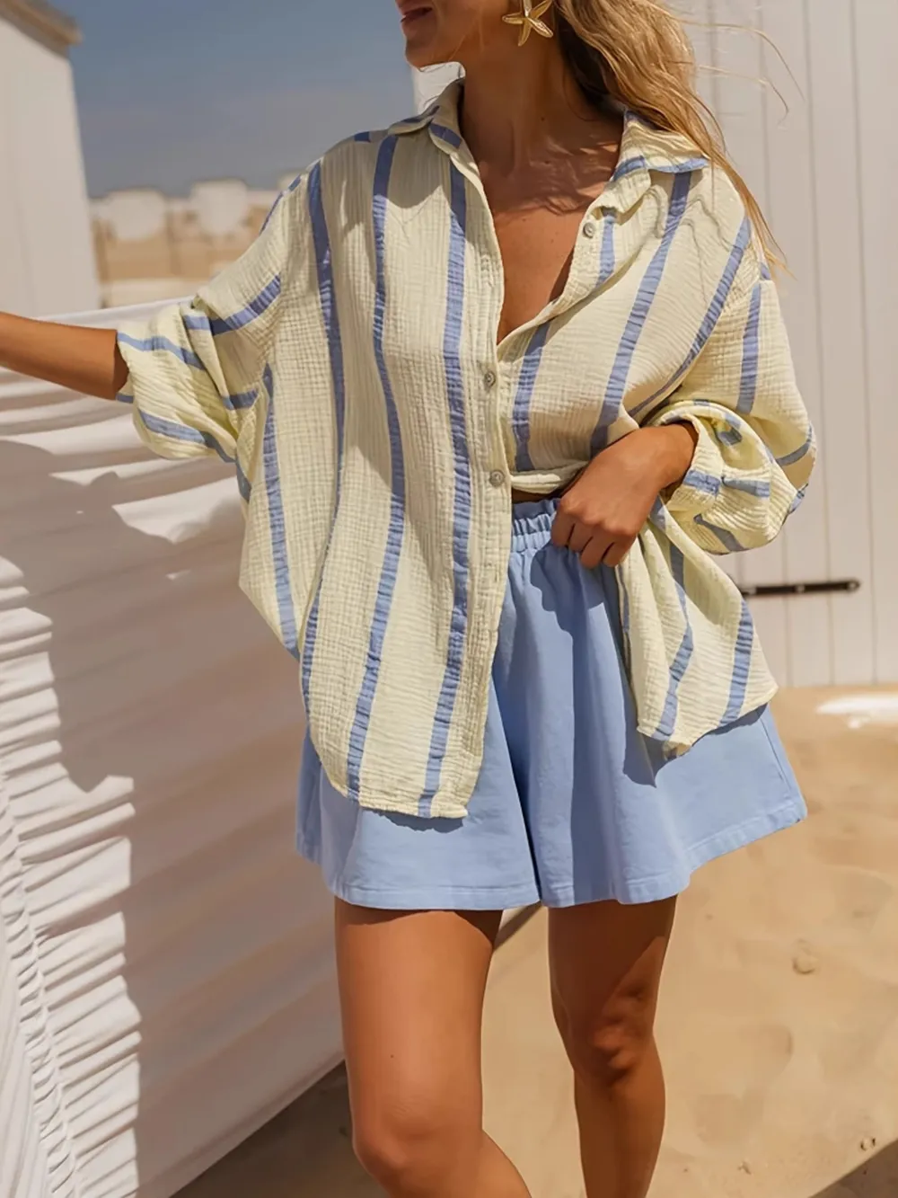 Striped Button Up Long Sleeve Shirt, image 4