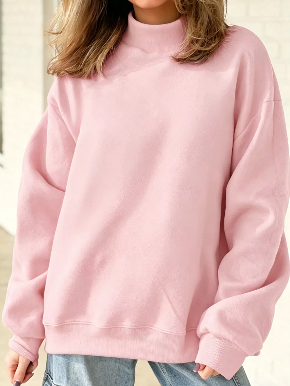 Mock Neck Dropped Shoulder Sweatshirt, image 12