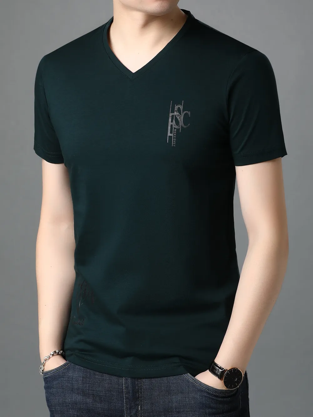 Men's Full Size V-Neck Short Sleeve T-Shirt Plus Size, image 6