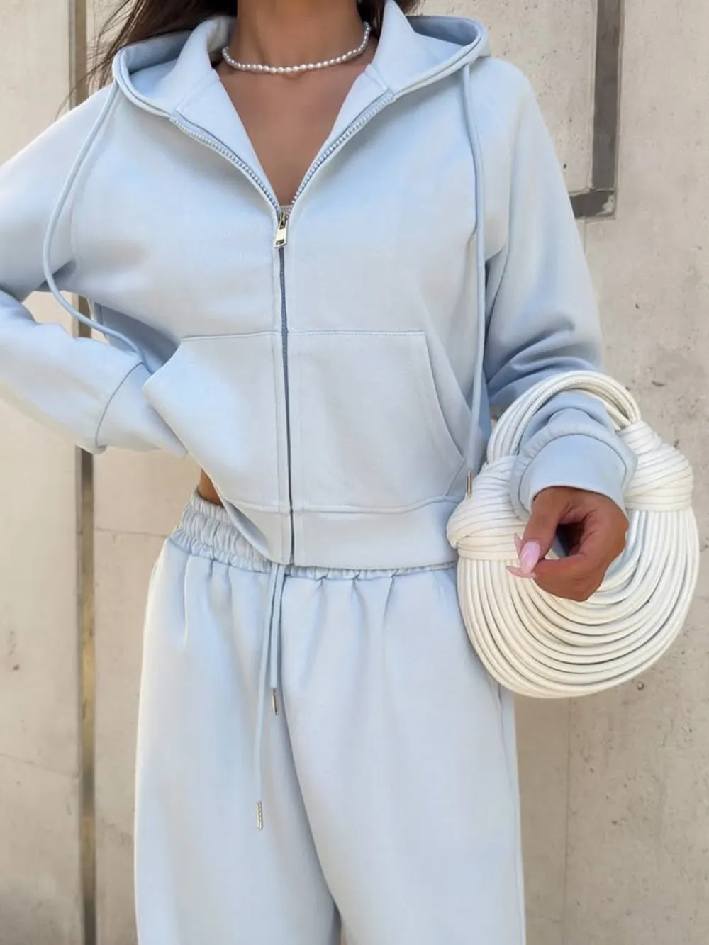 Zip Up Drawstring Hoodie and Pants Set, image 11