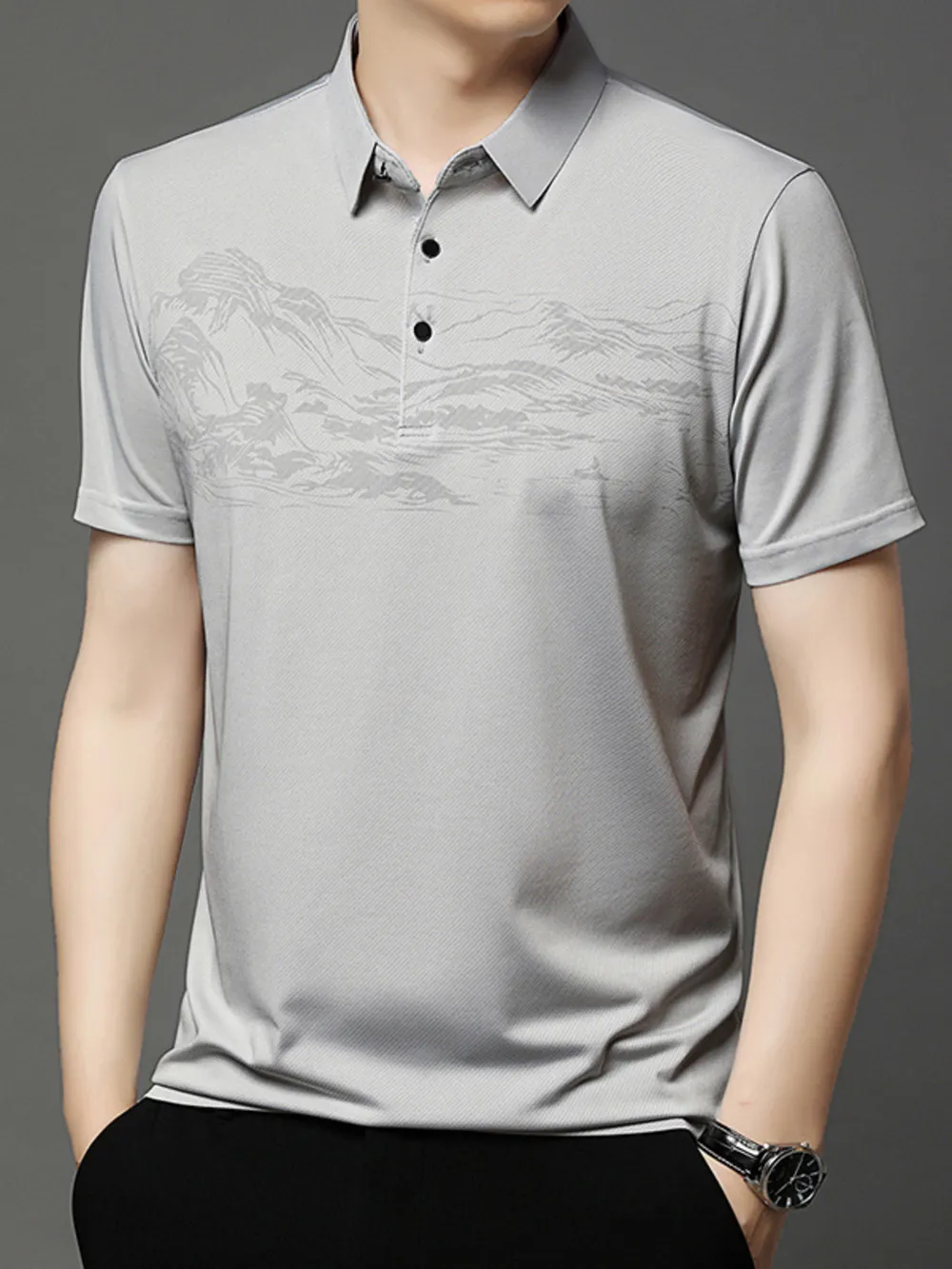 Men's Plus Size Button Detail Short Sleeve Polo, image 4