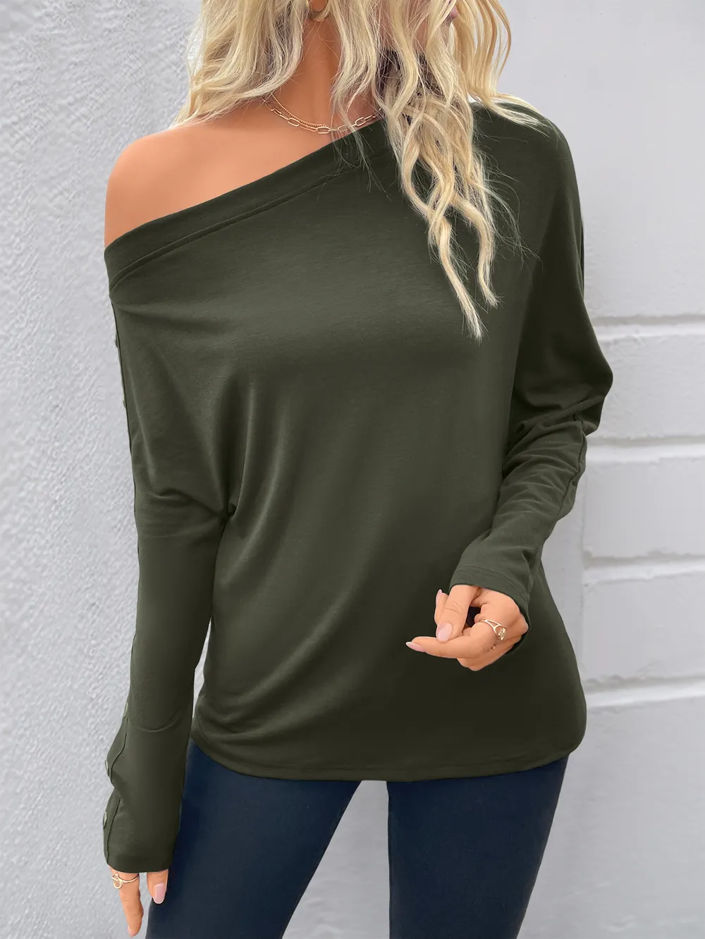 Single Shoulder Long Sleeve T-Shirt