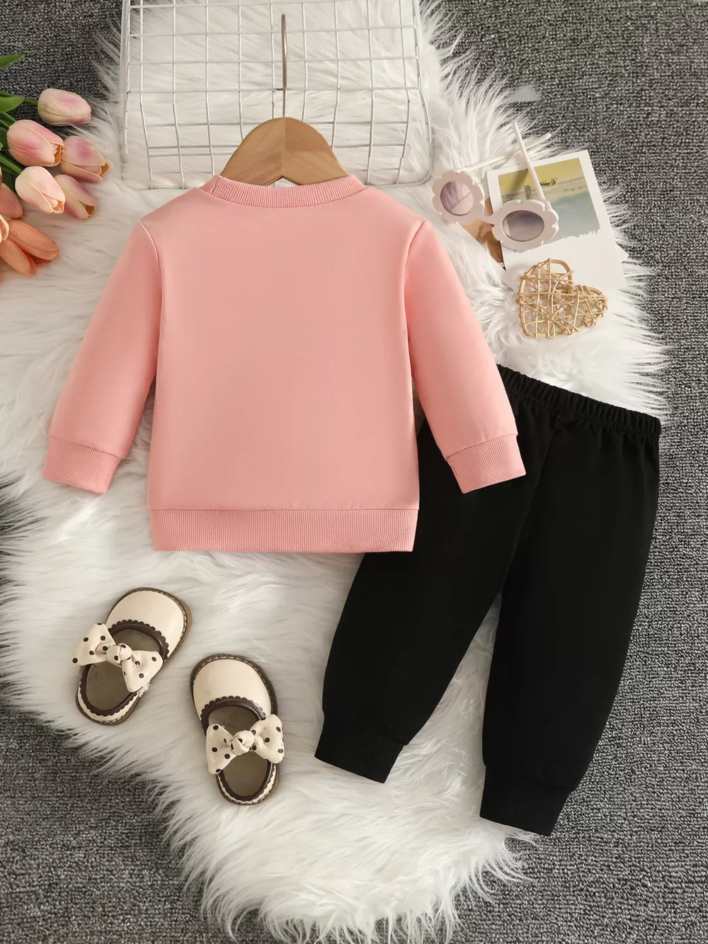 Children's Bow-Decorated Sweatshirt and Pants Set, image 8