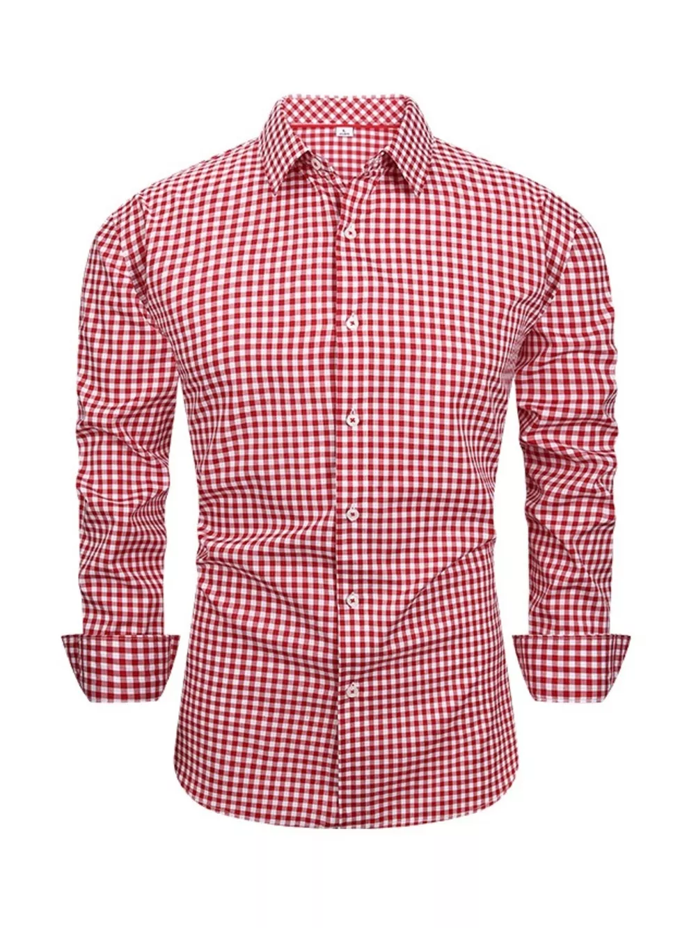 Men's Full Size Classic Fit Long Sleeve Gingham Shirt Plus Size, image 4