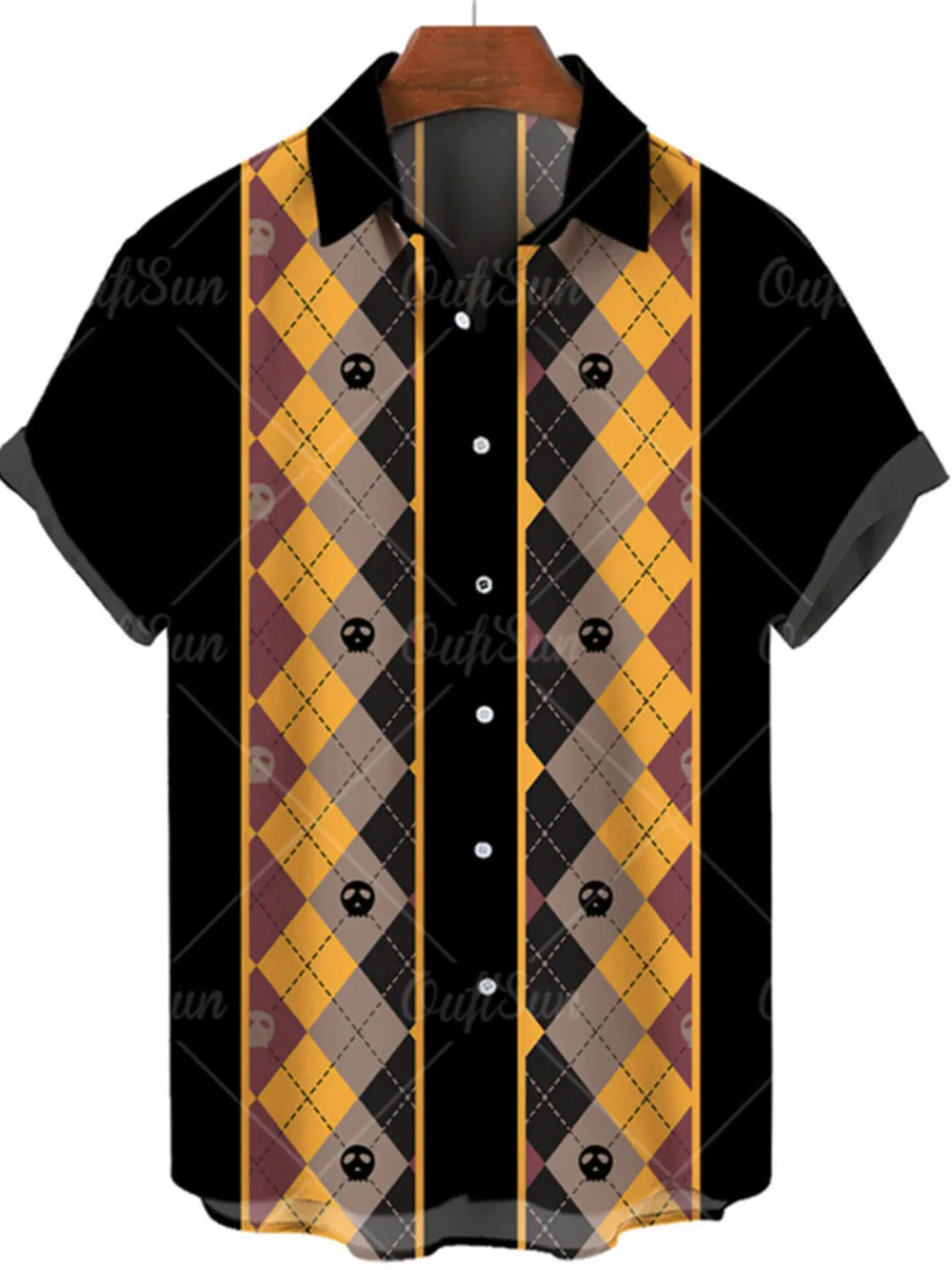 Men's Full Size Printed Button Up Short Sleeve Shirt Plus Size, image 5