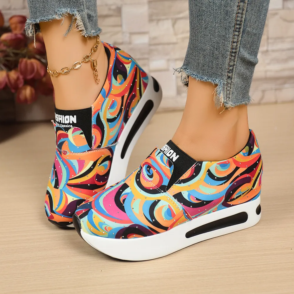Colorful Abstract Pattern Platform Sneakers, image 5