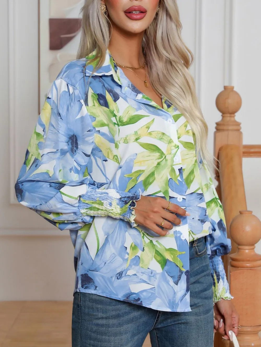 Printed Button Up Long Sleeve Shirt, image 5