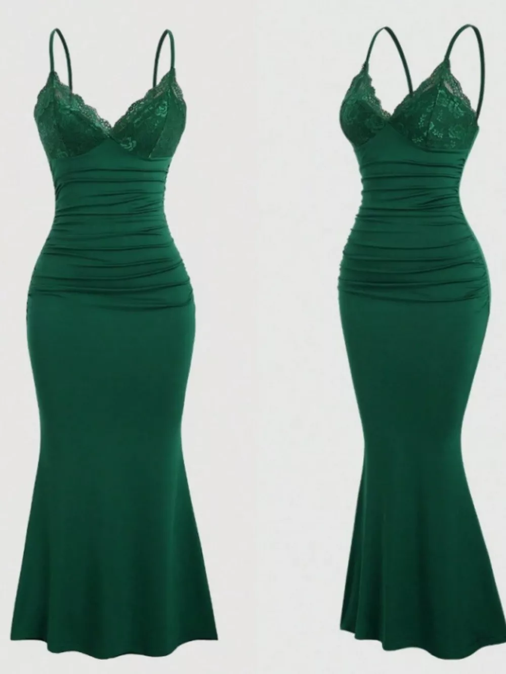 Lace Trim Ruched Mermaid Dress, image 7