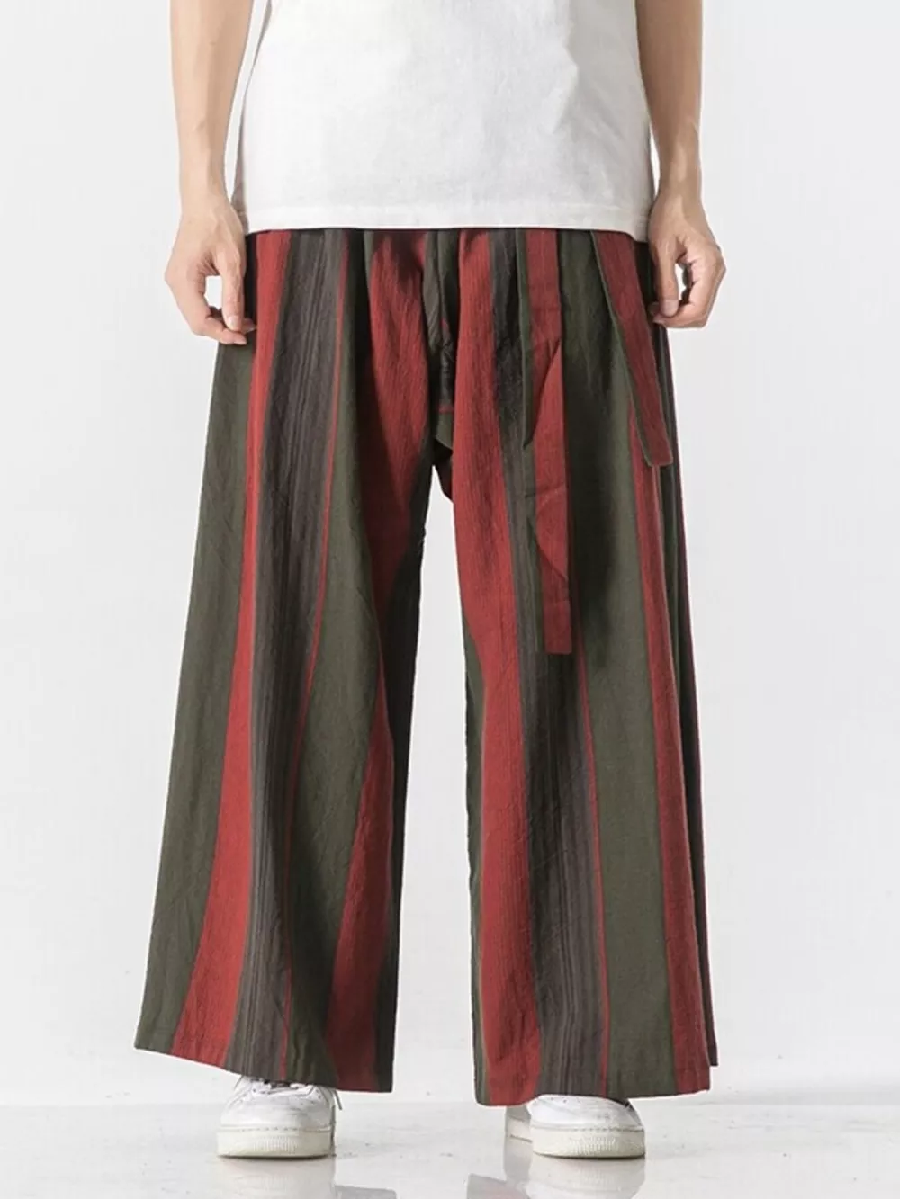 Men's Plus Size Striped Wide Leg Casual Pants, image 5