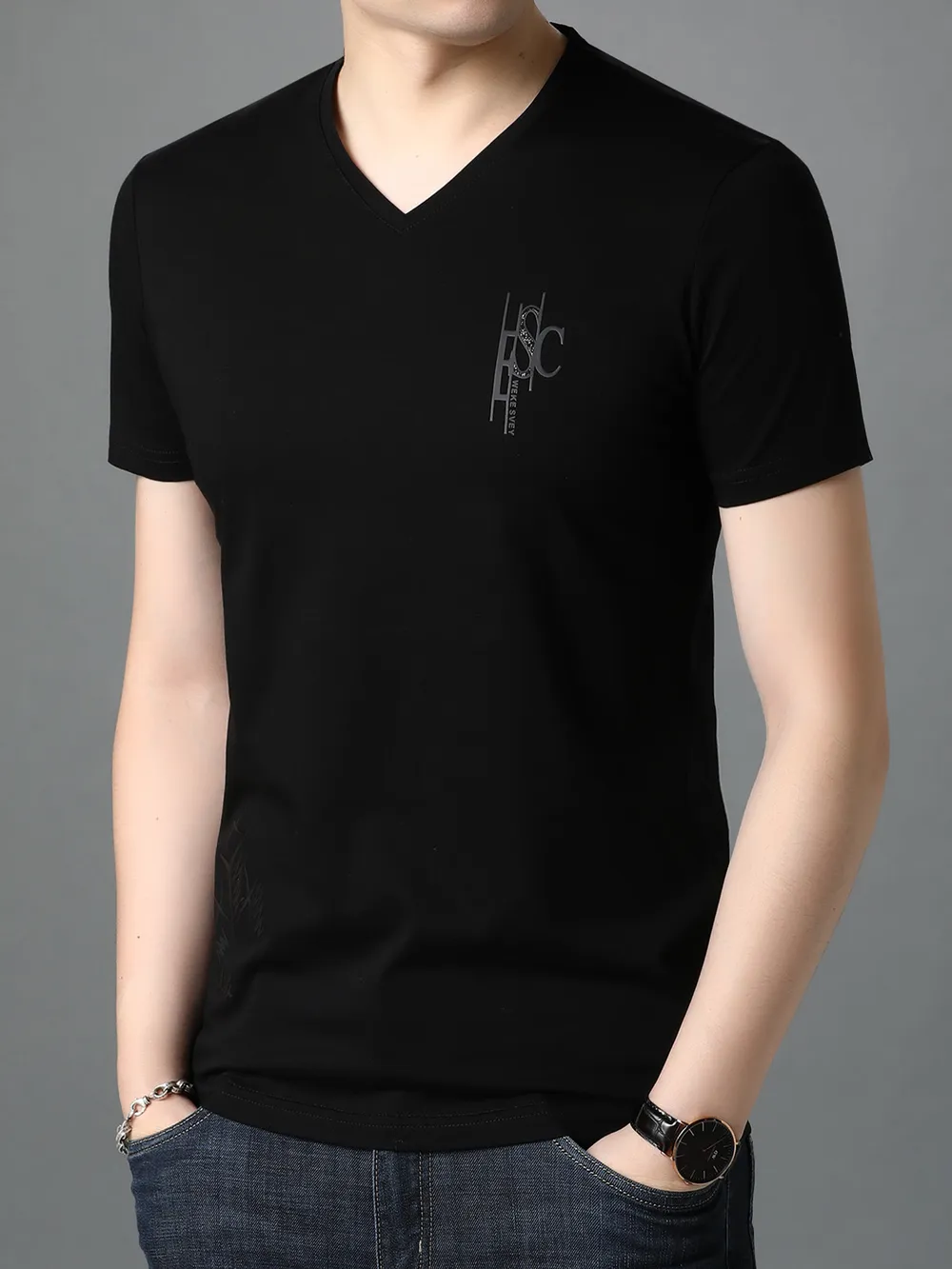 Men's Full Size V-Neck Short Sleeve T-Shirt Plus Size