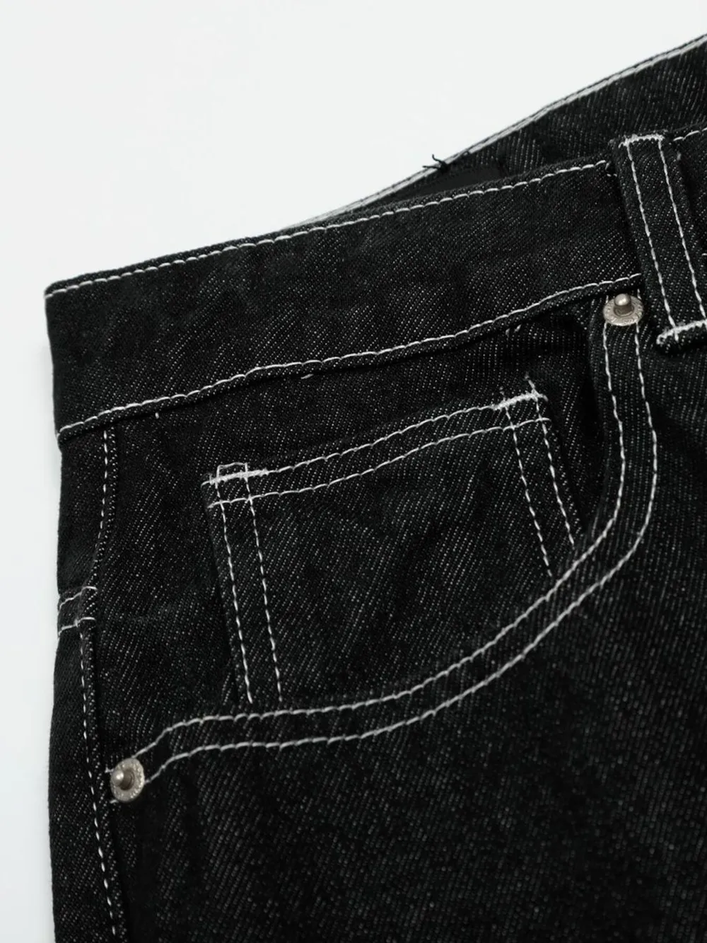 Men's Wide-Leg Contrast Stitch Jeans, image 6