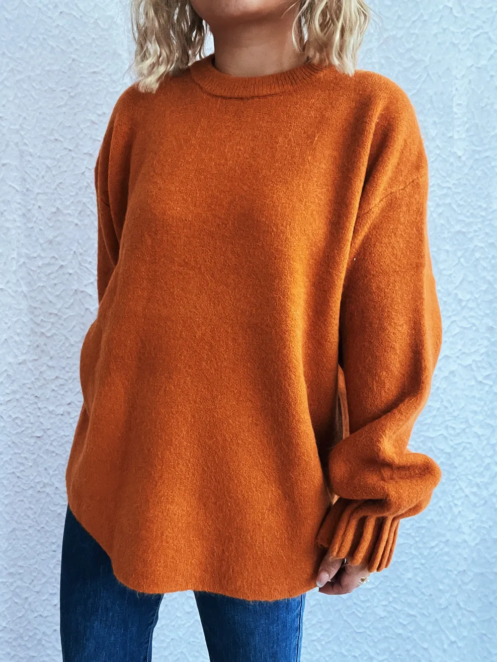 Round Neck Dropped Shoulder Sweater, image 12