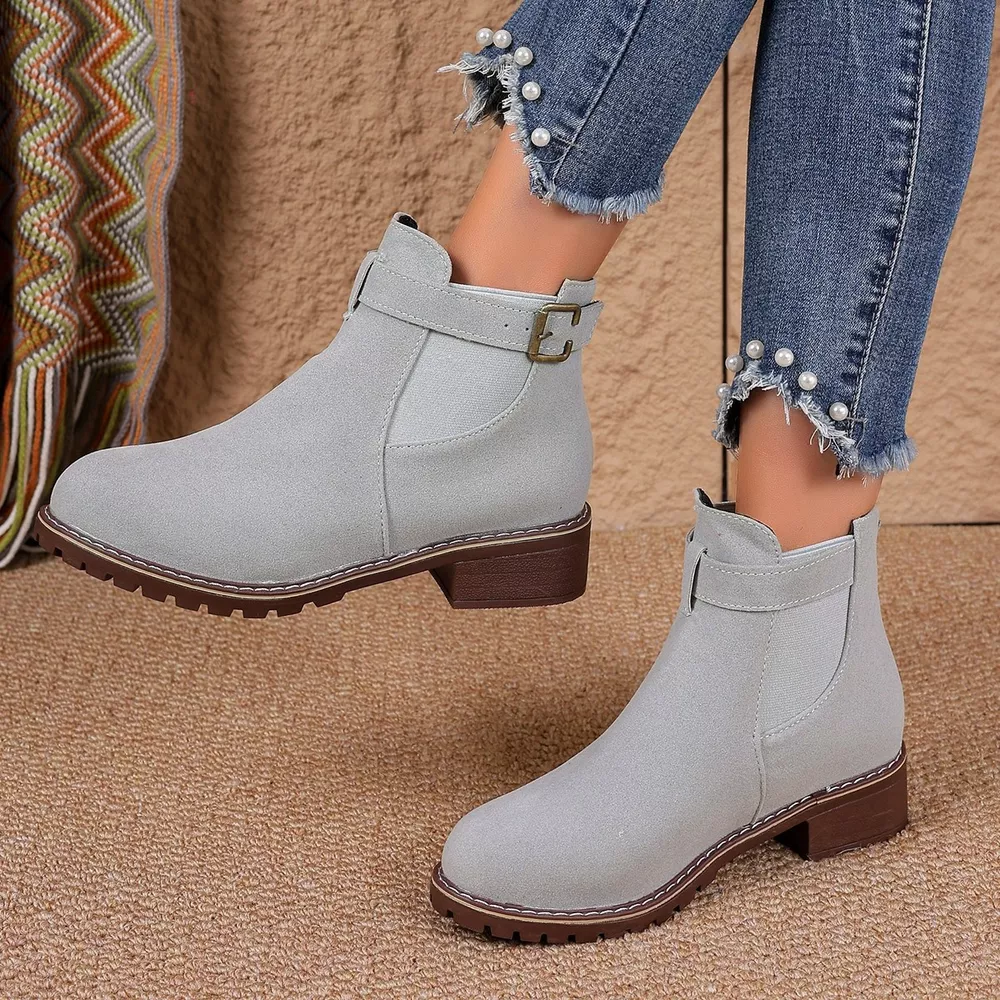 Round Toe Block Heels Boots, image 11