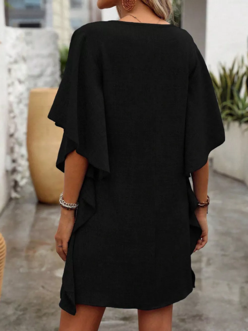 Flowy Sleeve V-Neck Casual Mini Dress, image 9