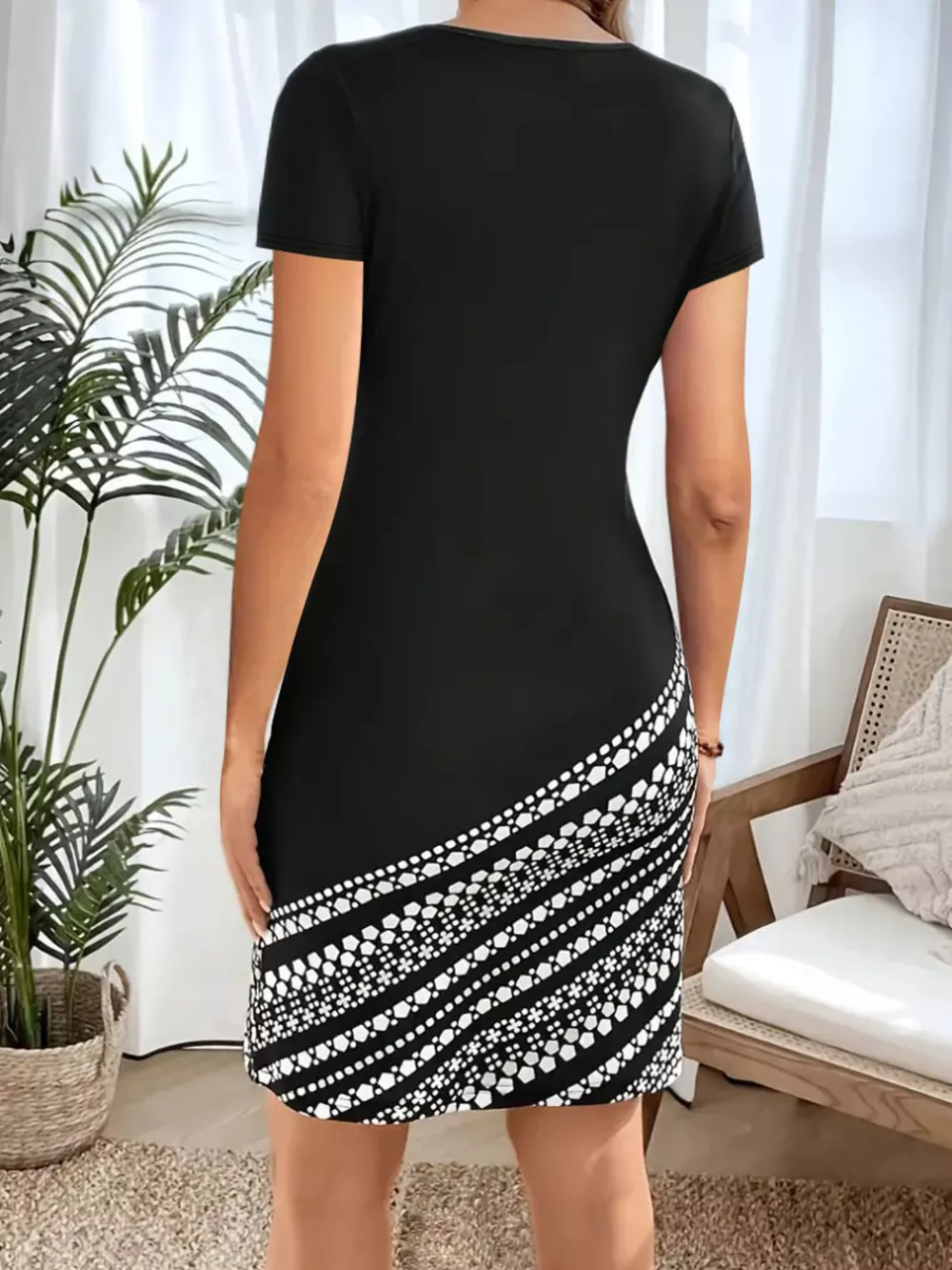 Round Neck Bodycon Mini Dress, image 5