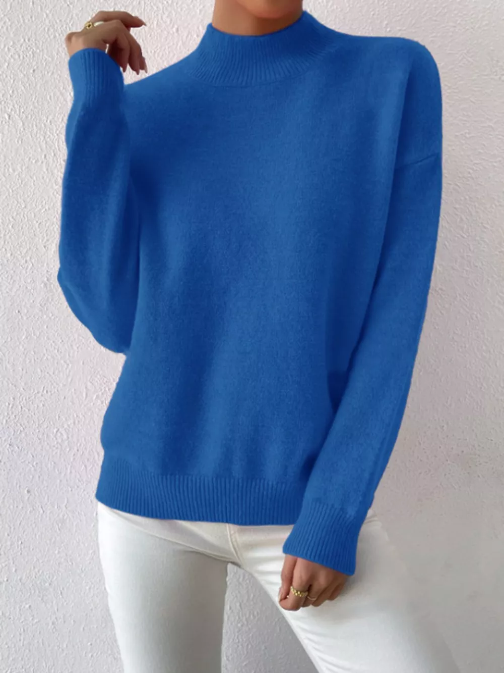 Mock Neck Dropped Shoulder Sweater, image 11