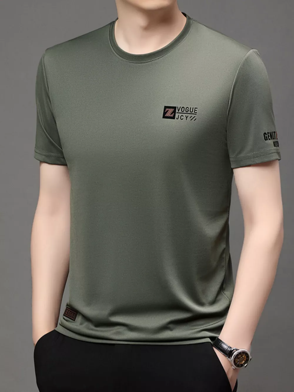 Men's Plus Size Round Neck Short Sleeve T-Shirt, image 2