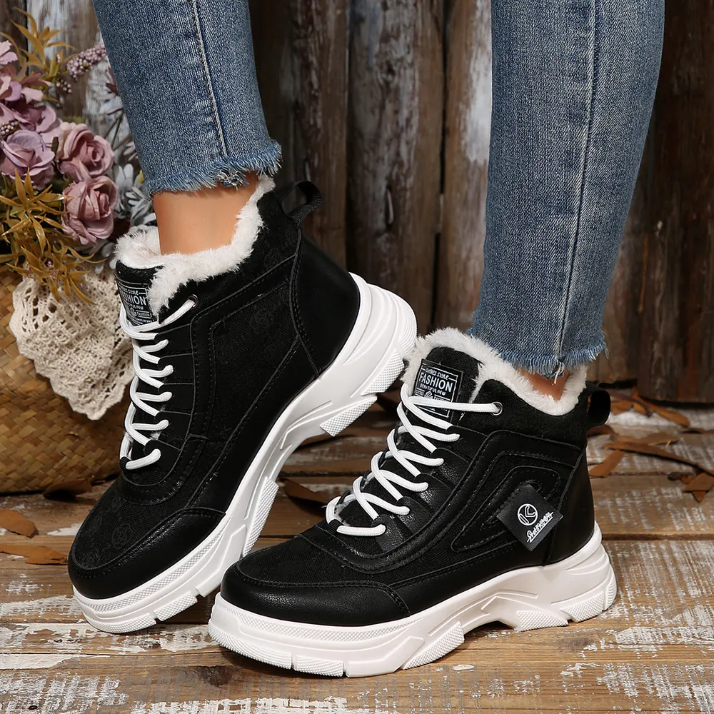 High-Top Platform Chunky Sneaker Boots with Lace-Up, image 2