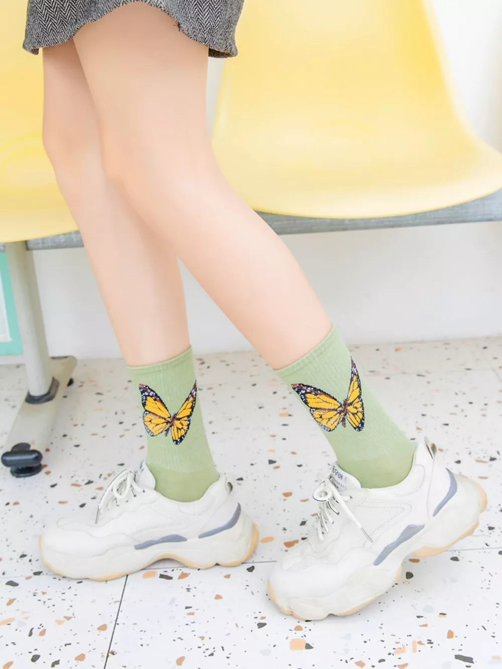 Butterfly Print Crew Socks, image 13