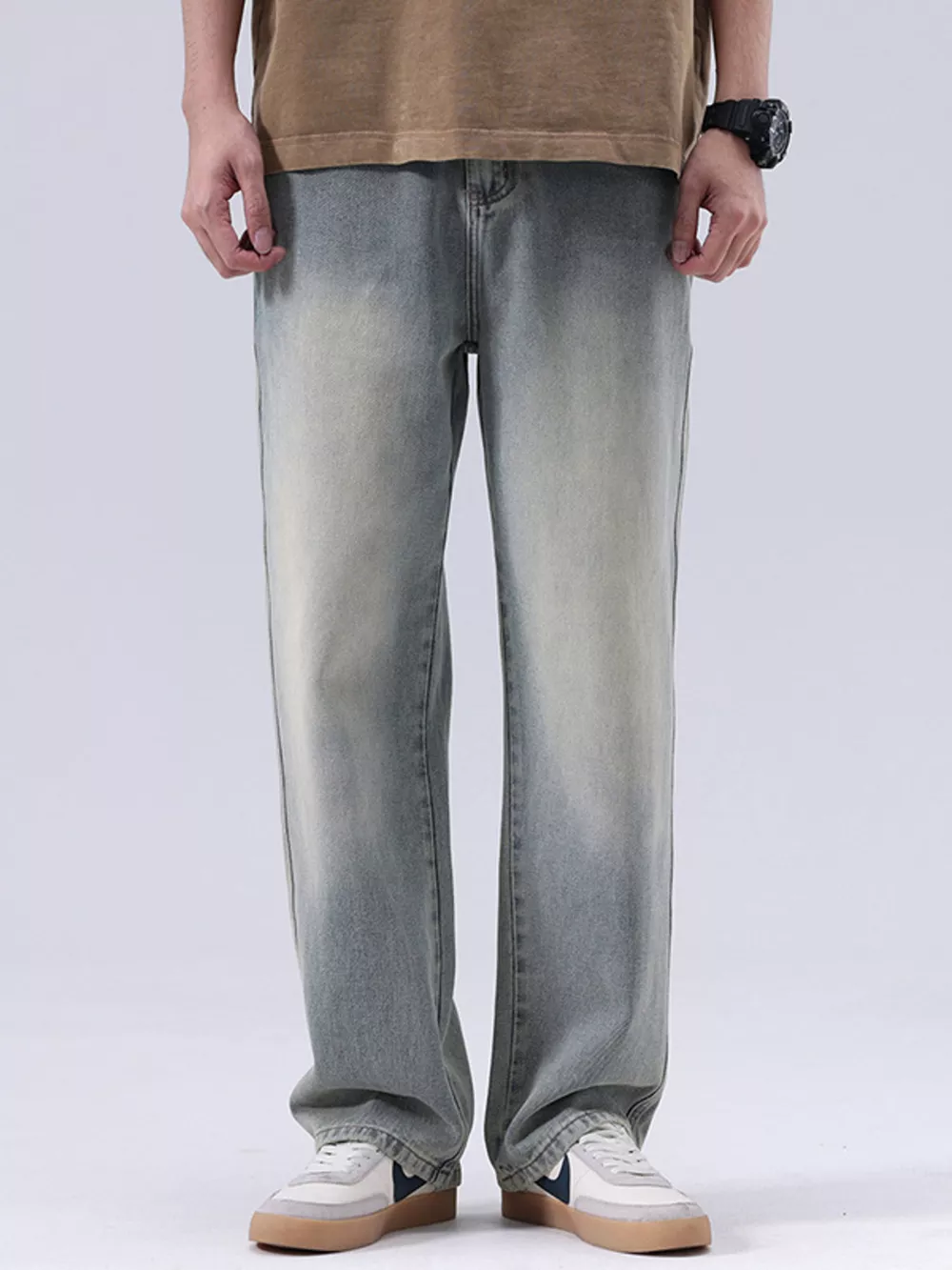 Men's Plus Size Vintage Wash Loose Fit Jeans, image 2