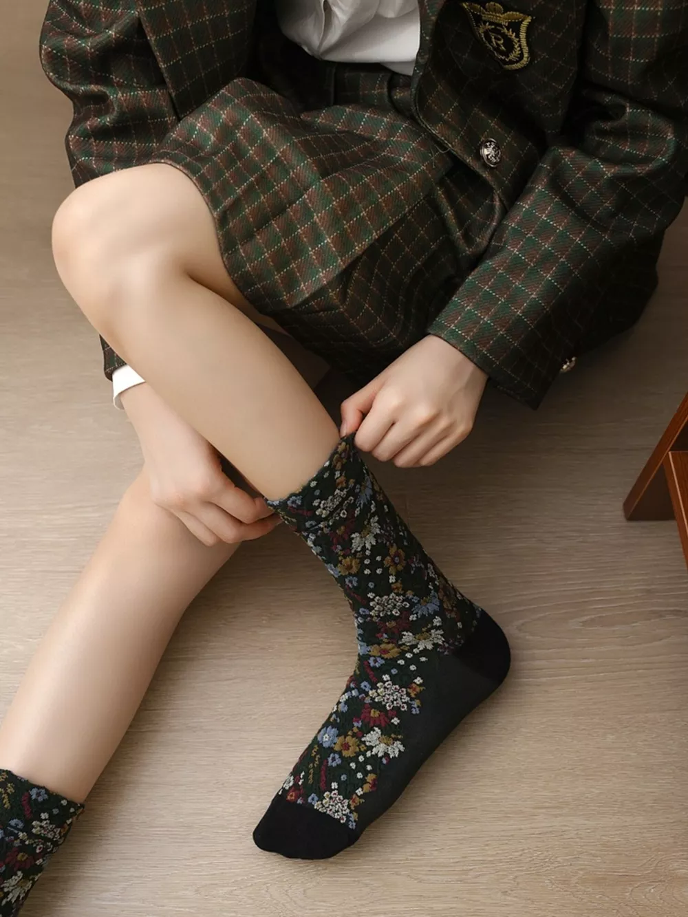 Floral Jacquard Textured Crew Socks Set, image 11