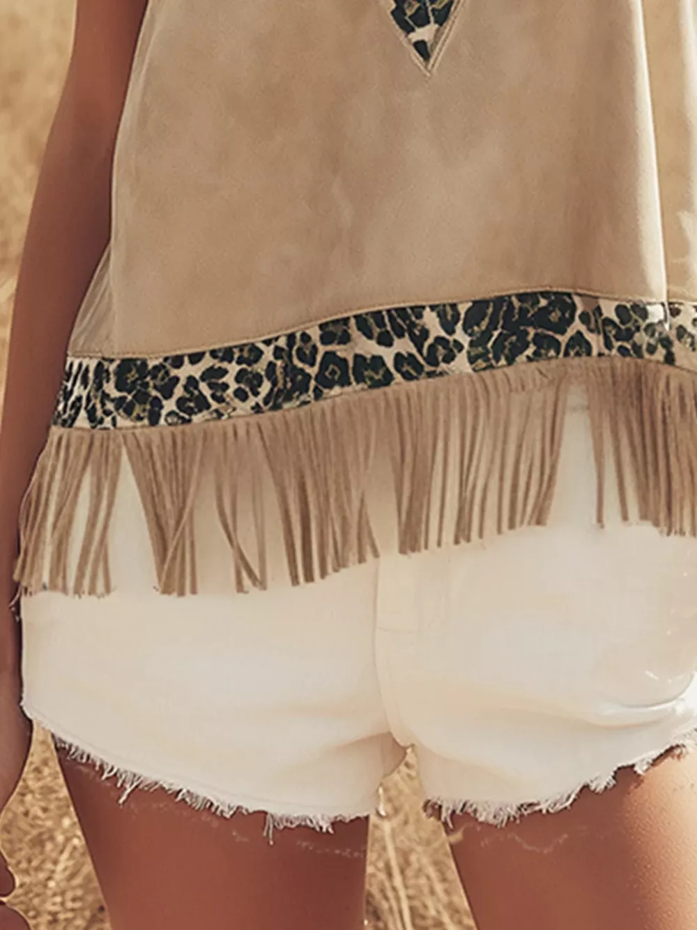 Fringed Leopard V-Neck Tank, image 5