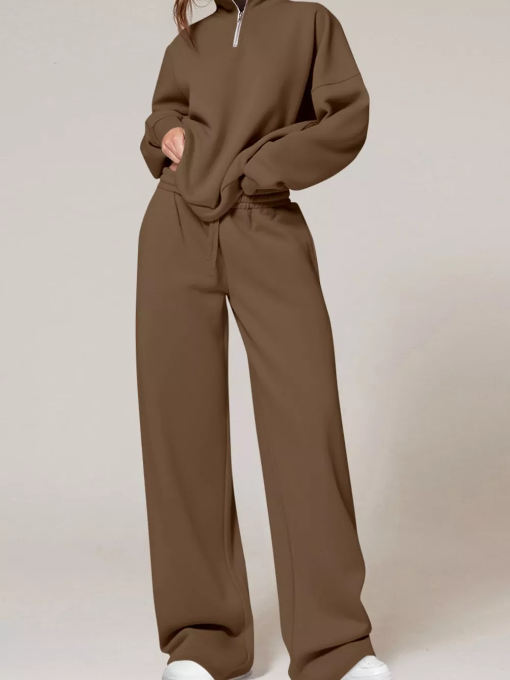 Half-Zip Sweatshirt and Wide-Leg Sweatpants Set, image 3