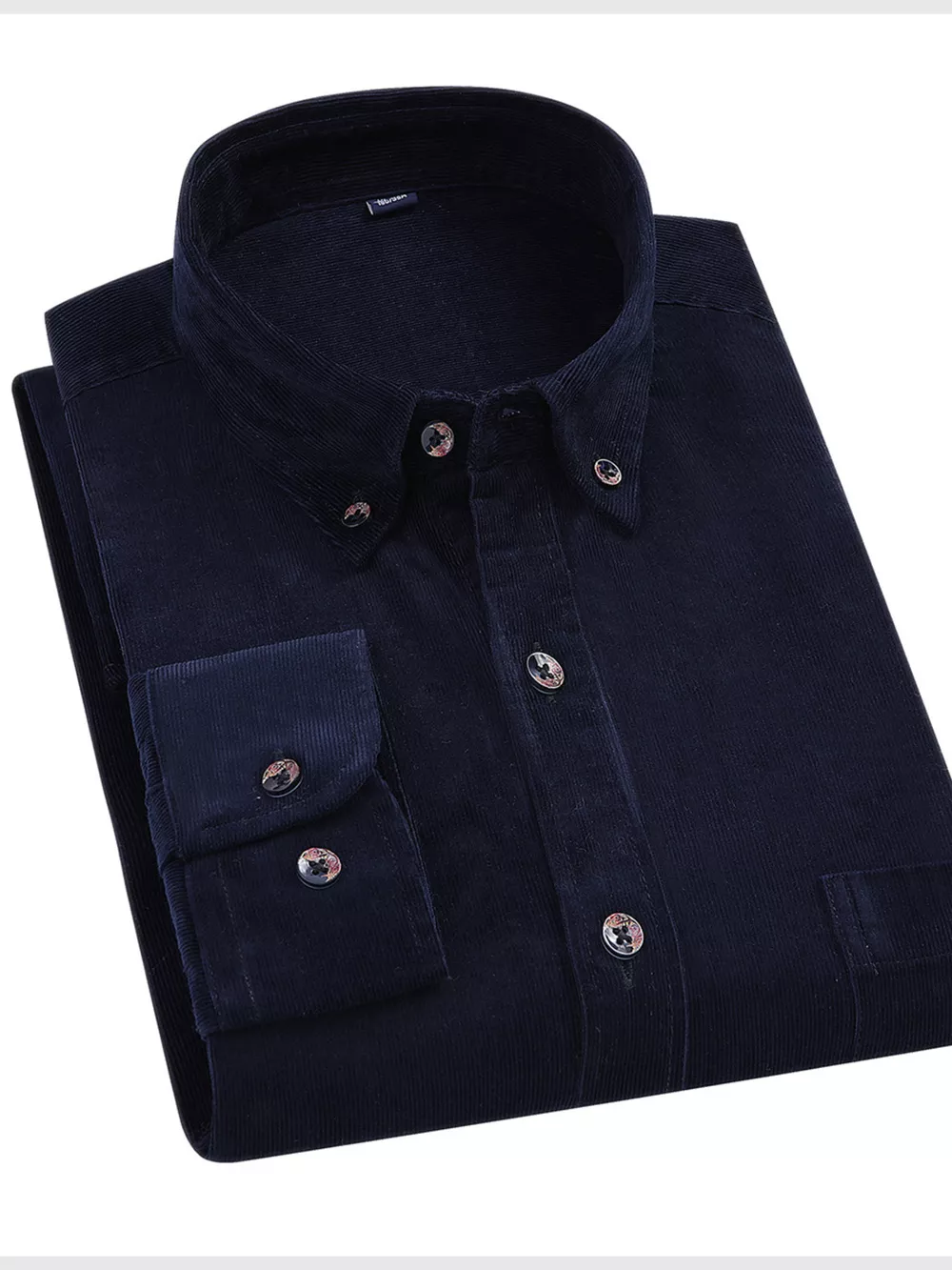 Men's Full Size Corduroy Long Sleeve Button-Down Shirt Plus Size, image 4