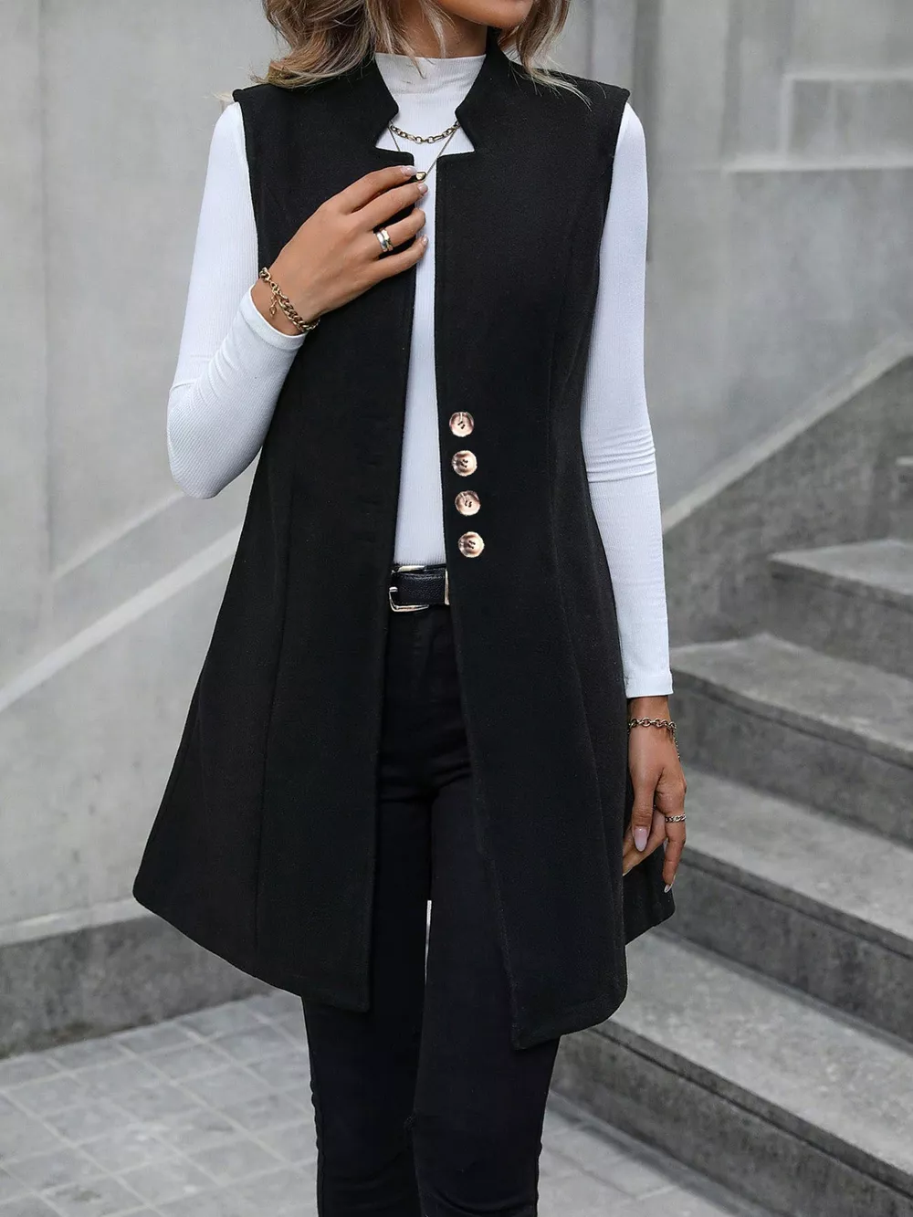 Button-Down Longline Vest Coat, image 12