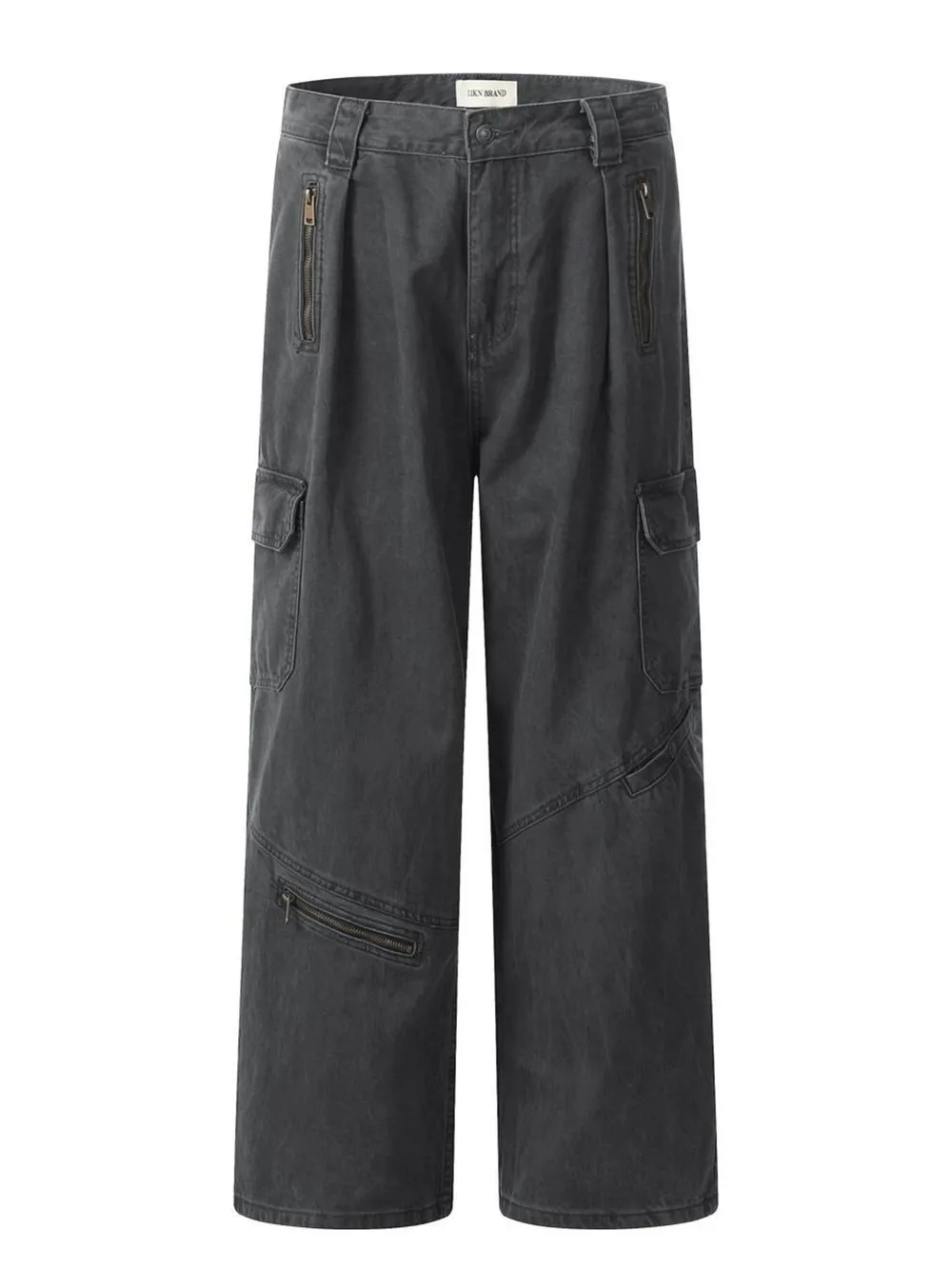 Men's Washed Cargo Wide Leg Jeans