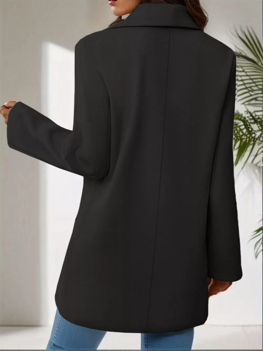 Lapel Collar Single-Button Wool Blend Overcoat, image 12