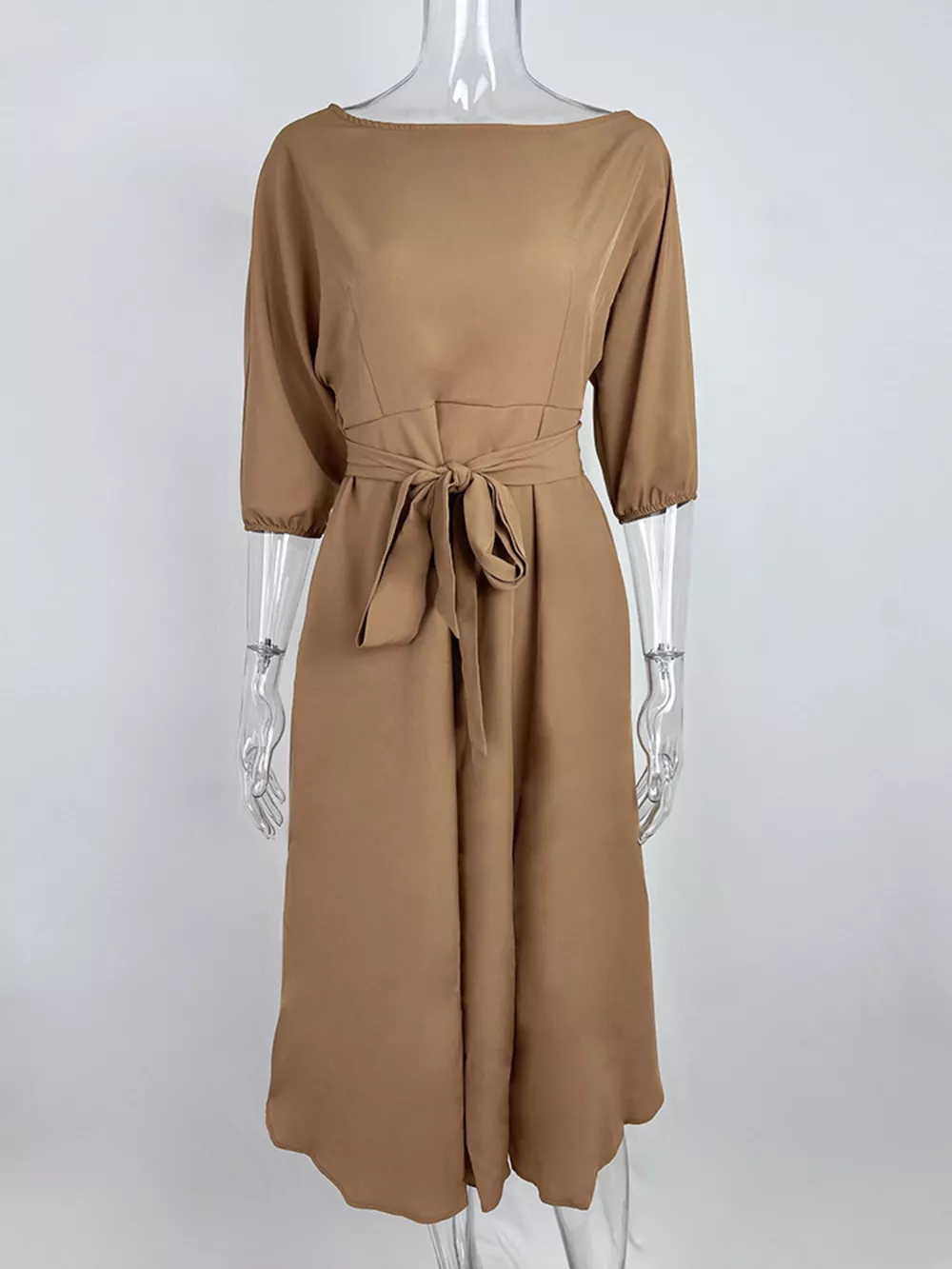 Boat Neck Tie Waist Dress, image 6