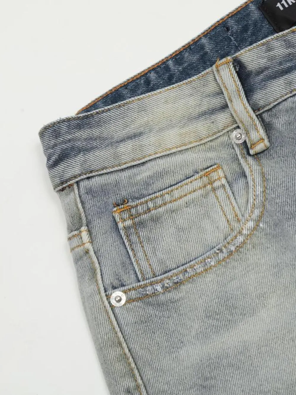 Men's Vintage Washed Gradient Distressed Flare Jeans, image 10