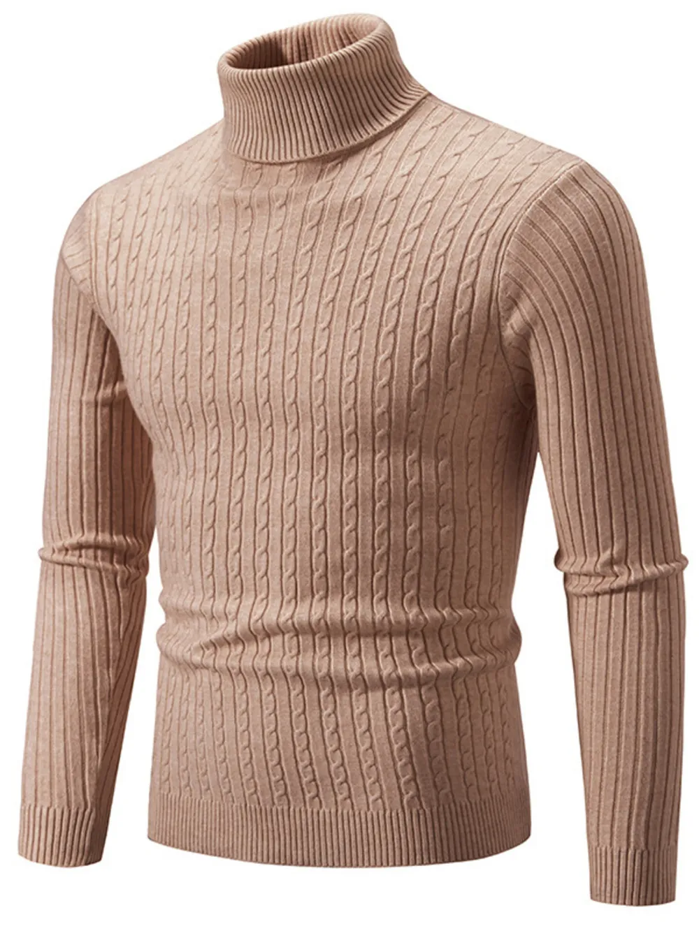 Men's Plus Size Ribbed Turtleneck Long Sleeve Sweater, image 10