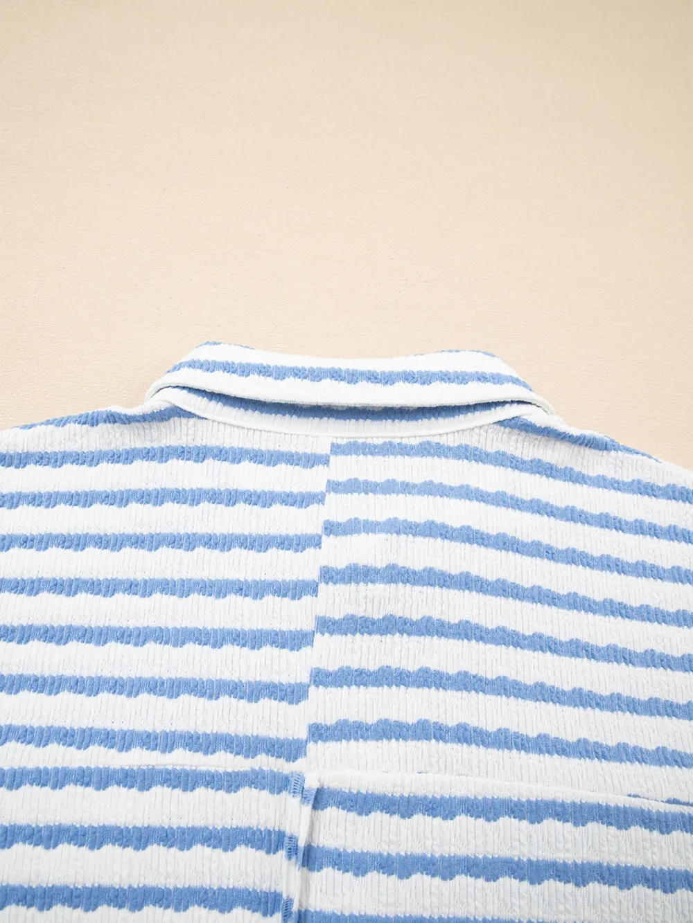 Stripe Half Button Collared Chest Pockets Loose Fit Blouse, image 5