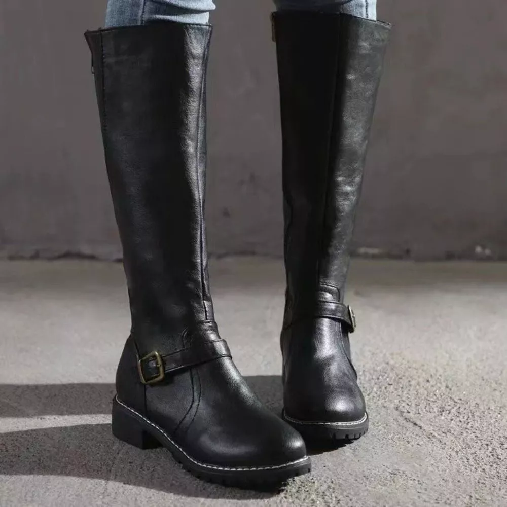 Round Toe Block Heels Boots