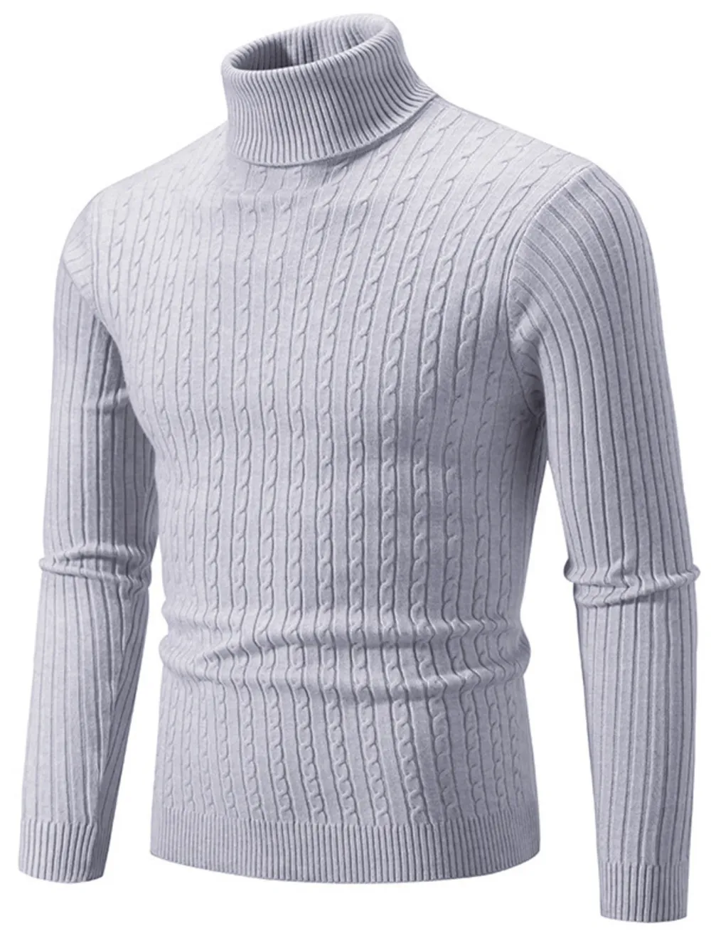 Men's Plus Size Ribbed Turtleneck Long Sleeve Sweater, image 12