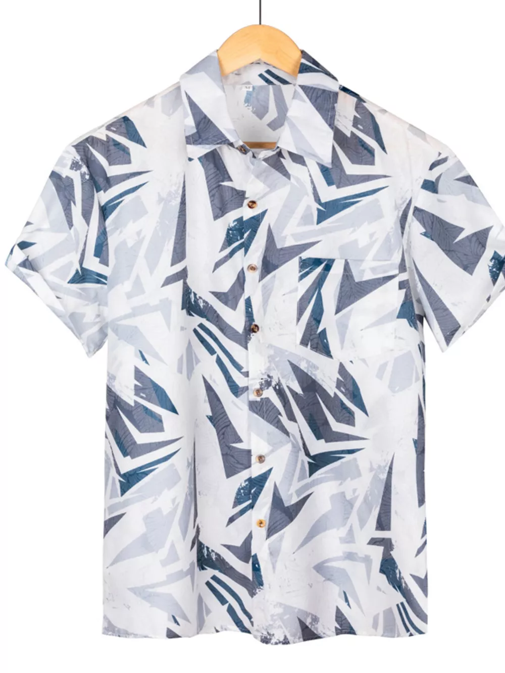 Men's Full Size Short Sleeve Geometric Print Casual Button-Down Shirt Plus Size, image 4