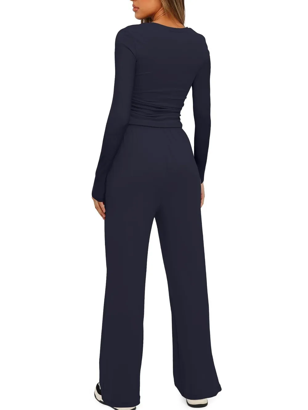 Round Neck Long Sleeve Top and Pants Set, image 17
