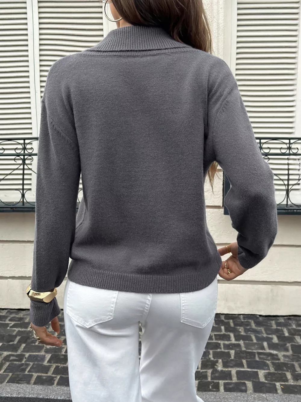 Double-Breasted Shawl Collar Sweater, image 5