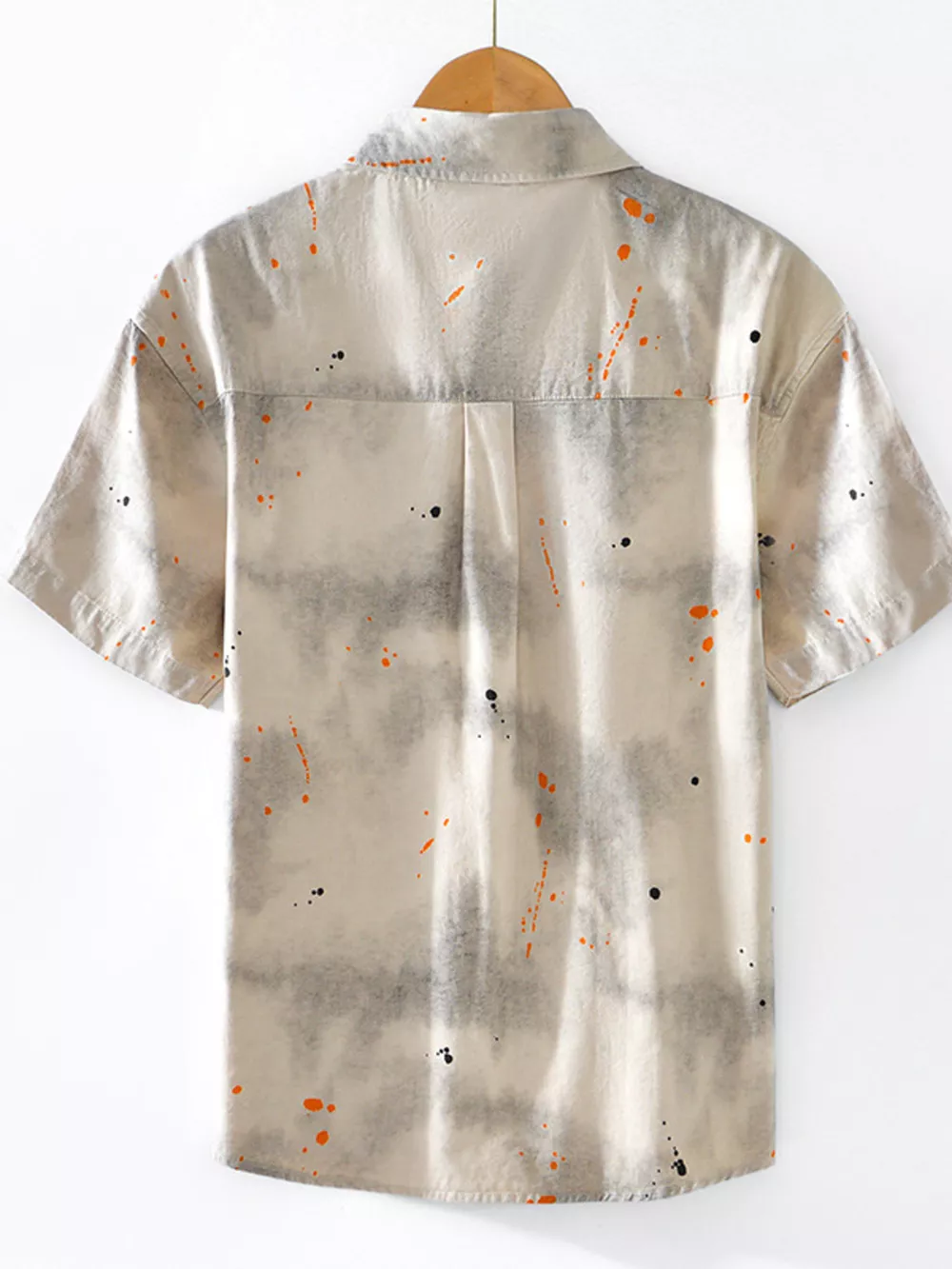 Men's Splatter Print Casual Short Sleeve Shirt, image 2
