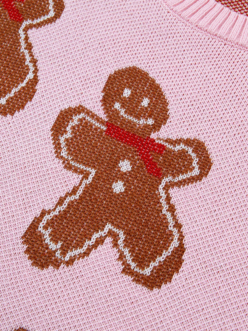 Gingerbread Pattern Round Neck Long Sleeve Shift Sweater, image 12