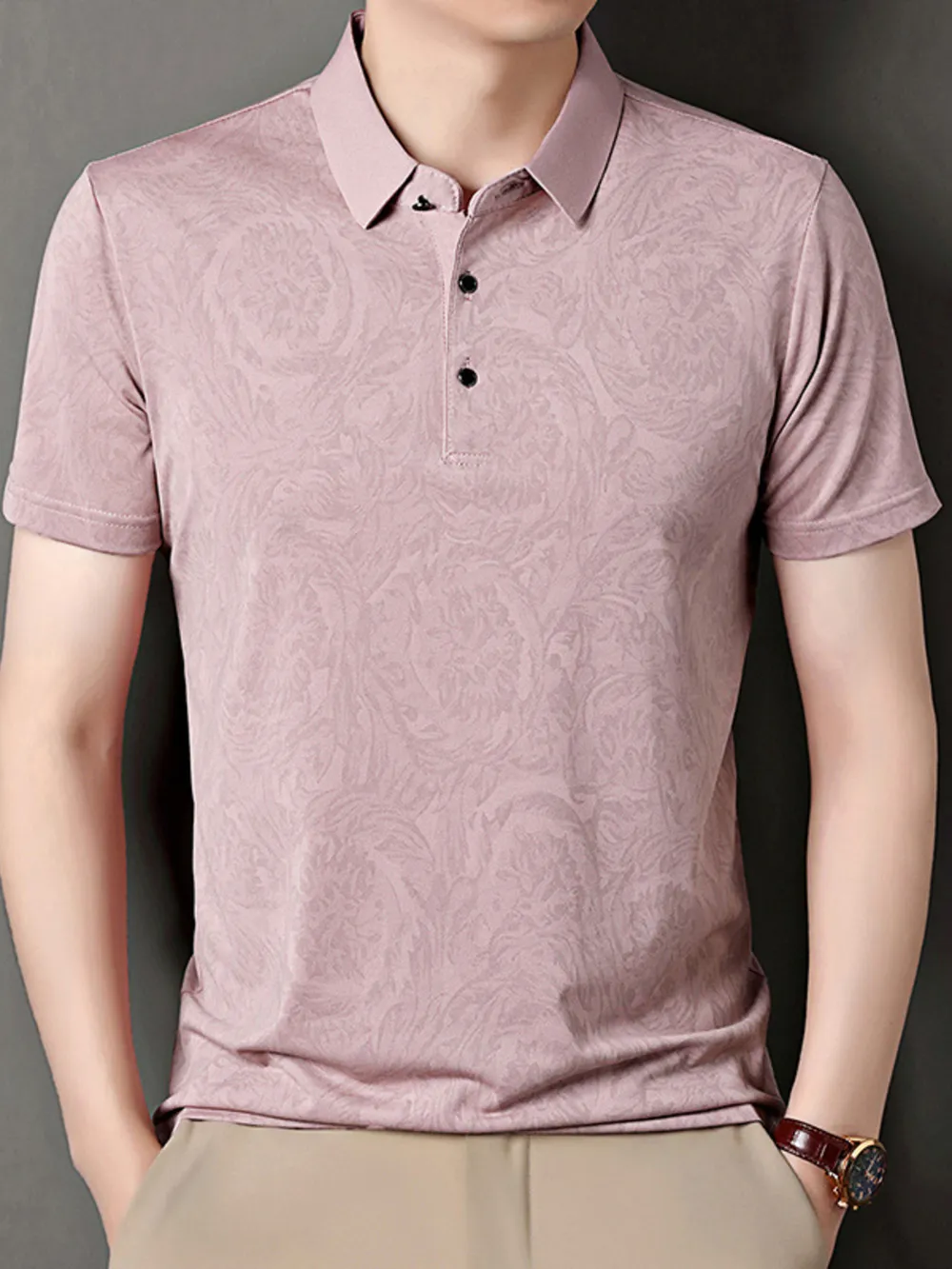 Men's Plus Size Button Detail Short Sleeve Polo