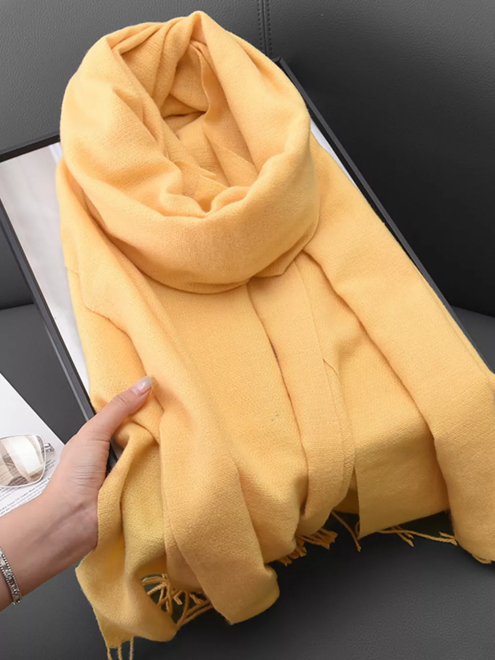 Solid Color Fringe Scarf, image 5