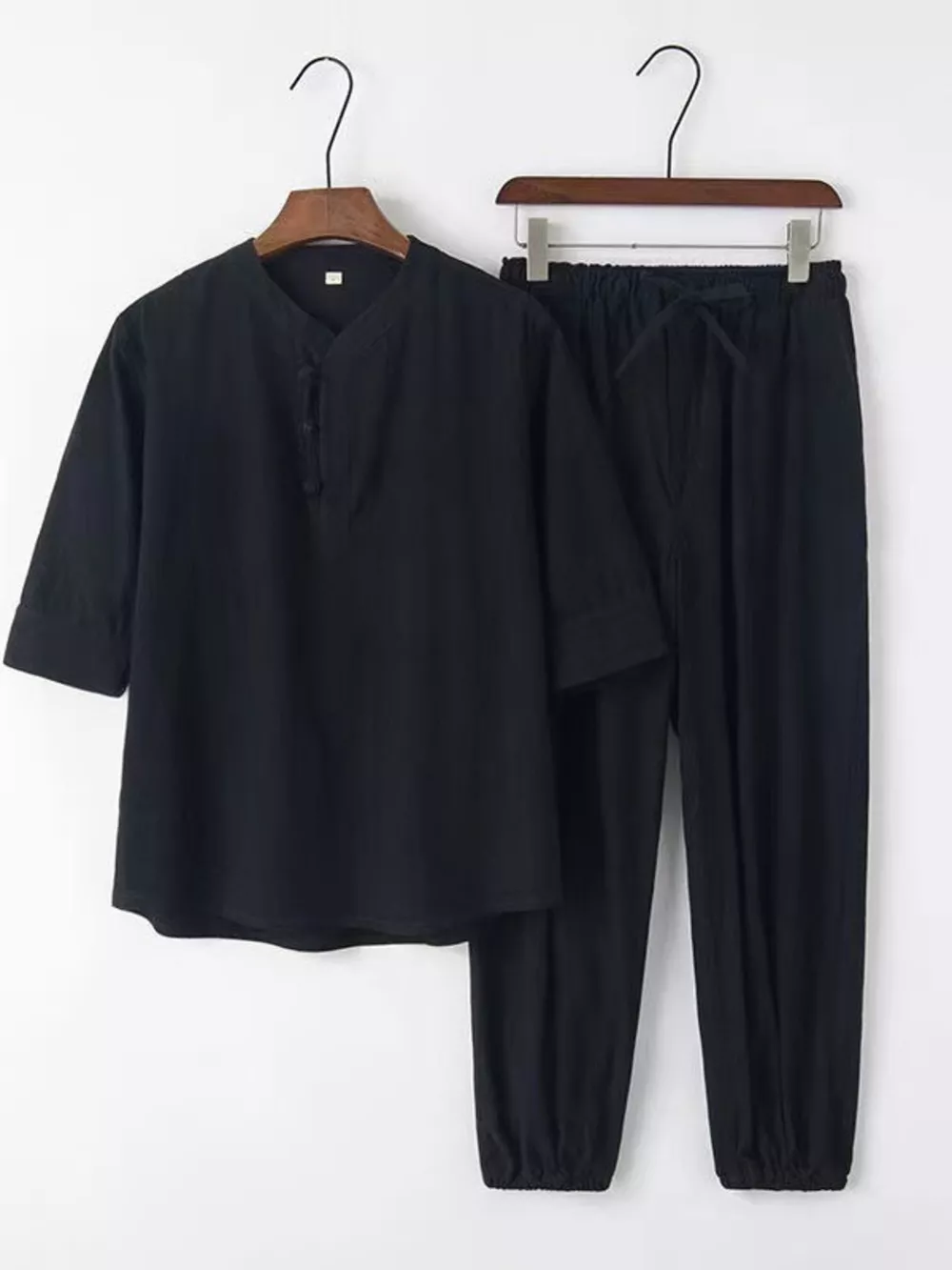 Men's Plus Size 3/4 Sleeve Top and Pants Set, image 2