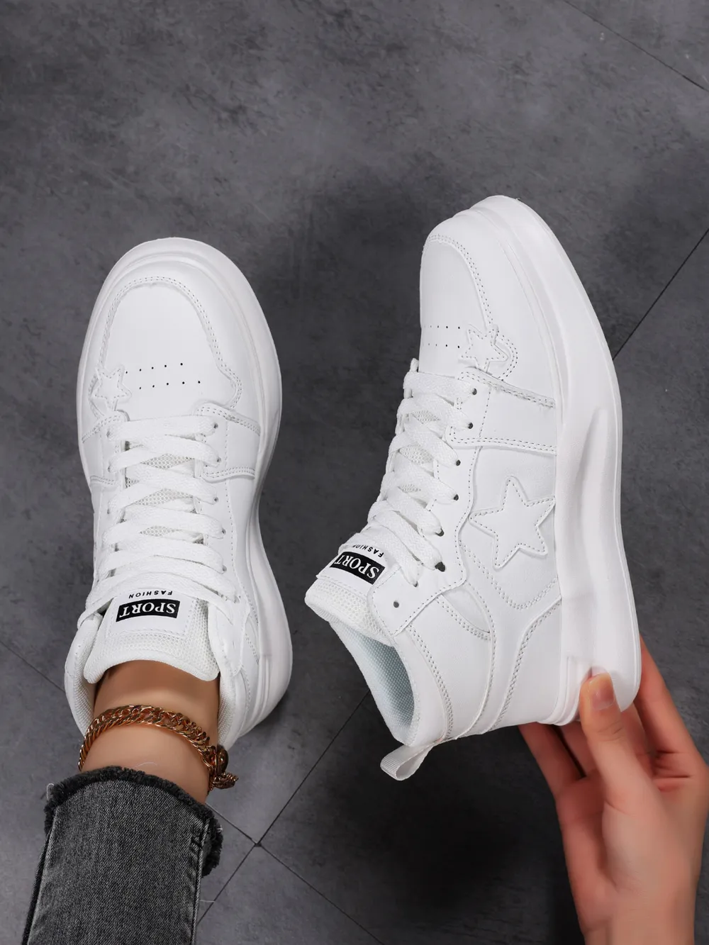 Star Pattern Lace Up Sneakers, image 5