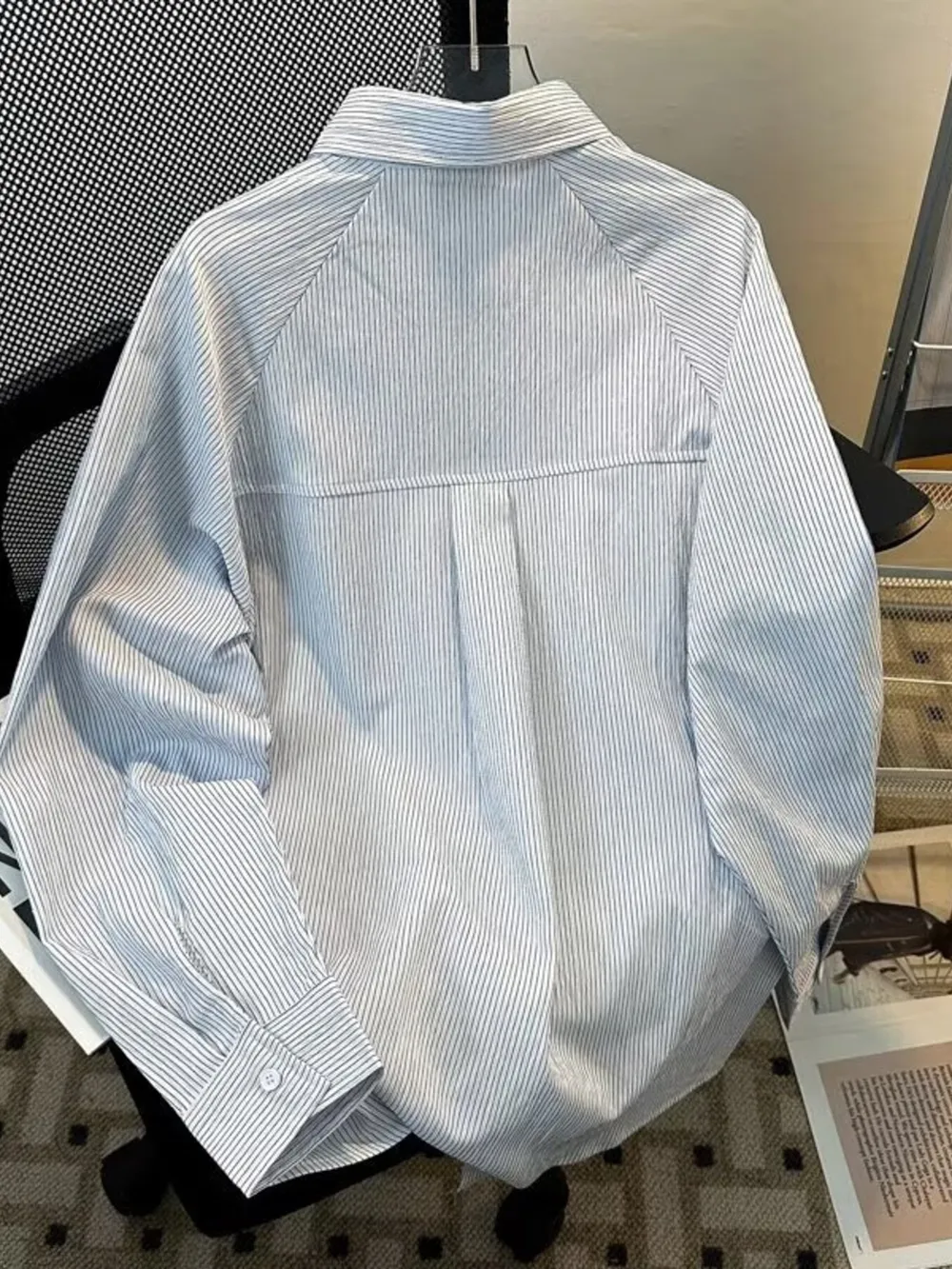Men's Color Block Striped Long Sleeve Shirt, image 5
