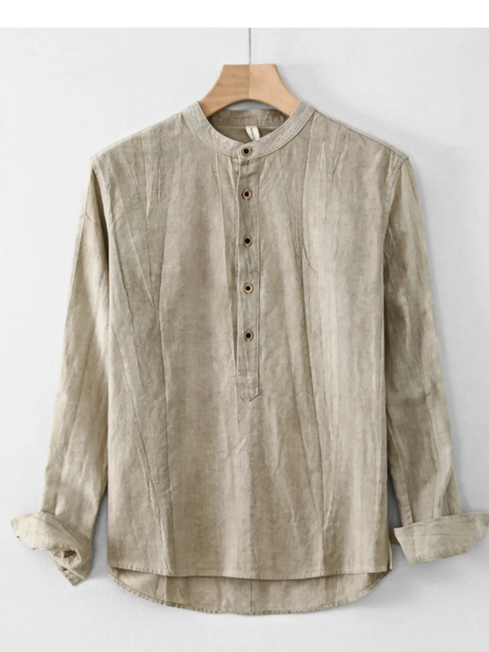 Men's Plus Size Button Front Long Sleeve Blouse